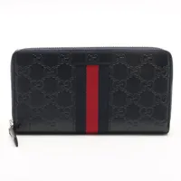 グッチ グッチシマ 408831 レザー ラウンドジップウォレット ネイビー