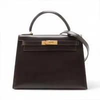 エルメス ケリー28 セリエ ボックスカーフ ブラウン ゴールド金具