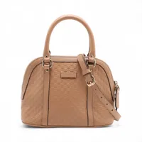 グッチ マイクログッチシマ レザー 2WAYハンドバッグ ベージュ