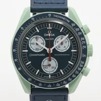 オメガ×スウォッチ スピードマスター ミッション オン アース SO33G100 CE×ナイロン QZ ブルー文字盤