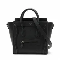 セリーヌ ラゲージ ナノショッパー レザー 2WAYハンドバッグ ブラック