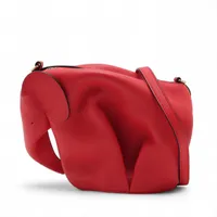 ロエベ エレファント レザー ショルダーバッグ レッド