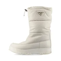 プラダスポーツ トライアングルロゴ レザー ショートブーツ 38 ホワイト