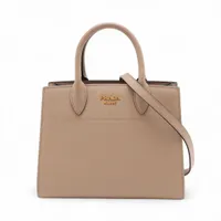 プラダ ビブリオテーク レザー 2WAYハンドバッグ ベージュ