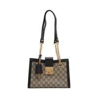 グッチ GGスプリーム パドロック PVC チェーンショルダーバッグ ベージュ