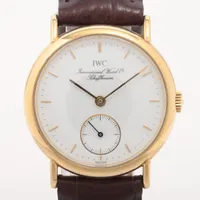 IWC YG×社外革 手巻き ホワイト文字盤