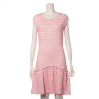 シャネル ココマーク ポリエステル×レーヨン ノースリーブワンピース P46 38 ピンク×ホワイト