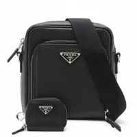 プラダ レザー ショルダーバッグ ブラック