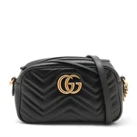 グッチ GGマーモント レザー チェーンショルダーバッグ ブラック