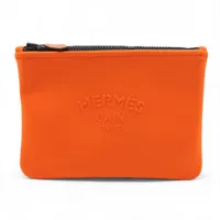 エルメス トゥルース フラットPMネオバン ポリアミド×エラスタン オレンジ ブラック金具