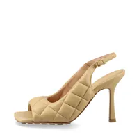 ボッテガヴェネタ ツイスト 925×革 バングル ベージュ×ゴールド AB