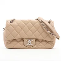 シャネル マトラッセ キャビアスキン ベージュ シルバー金具