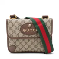 グッチ GGスプリーム タイガーヘッド PVC×レザー ショルダーバッグ