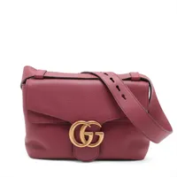 グッチ GGマーモント レザー ショルダーバッグ ピンク