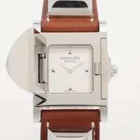 エルメス メドール ME3.210 SS×革 QZ シルバー文字盤