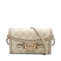 グッチ GGスプリーム ホースビット 1955 PVC ショルダーバッグ ベージュ