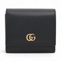 グッチ ダブルG 598587 レザー コンパクトウォレット ブラック
