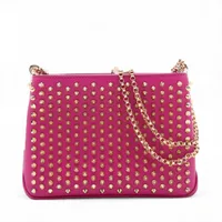 クリスチャンルブタン トリルビスモール レザー チェーンショルダーバッグ パープル