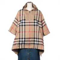 バーバリー ノバチェック ナイロン ポンチョ ティッシ期 L ベージュ×ブラック