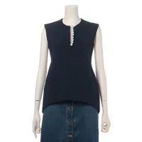 ヨーコチャン ポリエステル×レーヨン ブラウス 36 ネイビー