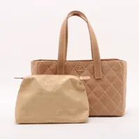 シャネル ワイルドステッチ レザー ベージュ ゴールド金具