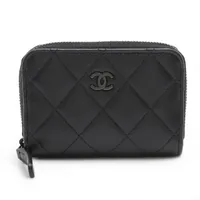 シャネル マトラッセ キャビアスキン コンパクトウォレット ブラック