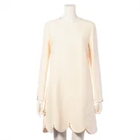 ヴァレンティノ ロックスタッズ ウール×シルク ワンピース 42 アイボリー