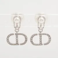 ディオール Dior Tribales  ディオール トライバル GP×ラインストーン×フェイクパール イヤリング(両耳用) シルバー