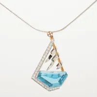 ノンブランド ブルートパーズ ダイヤ K18×Pt900×Pt850