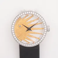 ディオール SS×革 QZ ホワイトシェル文字盤