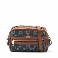 グッチ GGデニム オフィディア デニム ショルダーバッグ ブルー