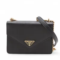 プラダ サフィアーノ レザー チェーンショルダーバッグ ブラック