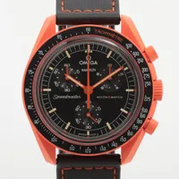 オメガ×スウォッチ スピードマスター ミッション オン アース ラバ CE×ナイロン QZ ブラック文字盤