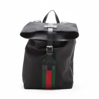 グッチ シェリーライン ナイロン バックパック/リュック ブラック