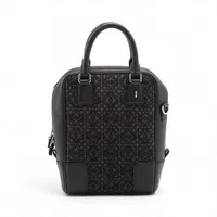 ロエベ リピートアナグラム アマソナ15 キャンバス ハンドバッグ ブラック