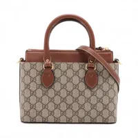 グッチ GGスプリーム PVC 2WAYハンドバッグ ベージュ