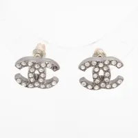 シャネル ココマーク GP×ラインストーン ピアス(両耳用) C22S シルバー