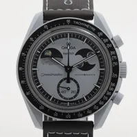 オメガ×スウォッチ スピードマスター ミッション トゥ アースフェイズ SO33M700 CE×ナイロン QZ グレー文字盤