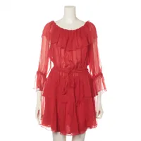 グッチ シルク×ナイロン ワンピース 42 レッド