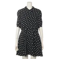 セリーヌ レーヨン×シルク ワンピース エディ期 34 ブラック×ホワイト