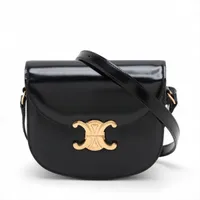 セリーヌ トリオンフ ブザス レザー ショルダーバッグ ブラック