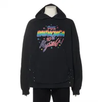 バレンシアガ コットン パーカー 22年 2 ブラック×マルチカラー