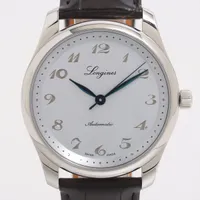 ロンジン マスターコレクションマスター190周年記念モデル L2.793.4.73.2 SS×革 AT シルバー文字盤