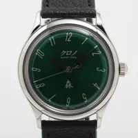 クロノ ブンキョウ トウキョウ グランド 森 CU011D SS×革 AT グリーン文字盤
