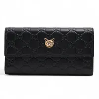 グッチ グッチシマ キャットヘッド コンチネンタル 548055 レザー ロングウォレット ブラック