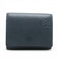 ロエベ アナグラム トライフォールド レザー コンパクトウォレット ブルー