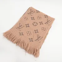 ルイ・ヴィトン エシャルプ ロゴマニア 型番不明 ウール×シルク マフラー ベージュ