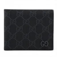 グッチ GGスプリーム 768243 PVC×レザー コンパクトウォレット グレー