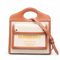 バーバリー ミニツートン キャンバス 2WAYハンドバッグ ベージュ