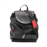 クリスチャンルブタン スパイクスタッズ エクスプローラーファンク レザー バックパック/リュック ブラック